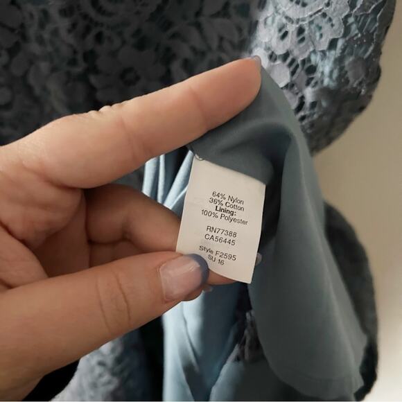 Madewell Blue Lace Overlay V-Neck Flutter Sleeve A-Line Mini Dress Size 4 - Picture 7 of 8